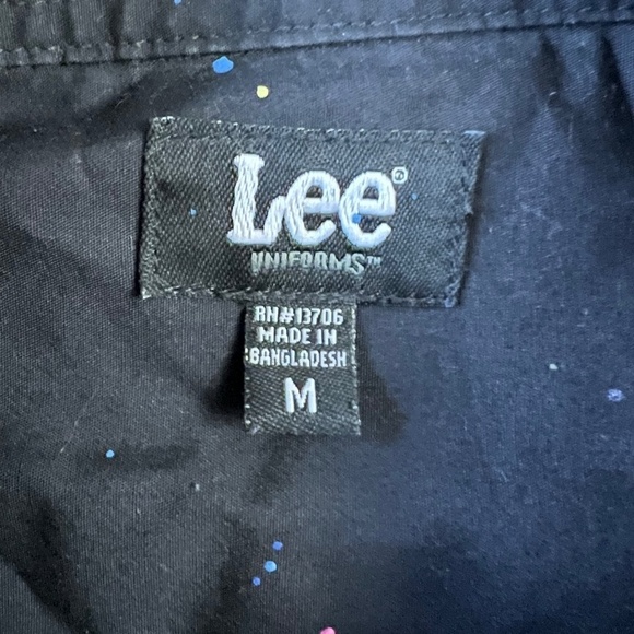 Lee 80's Retro Splatter Paint Black Short Sleeve Button down Sz M - Picture 5 of 9